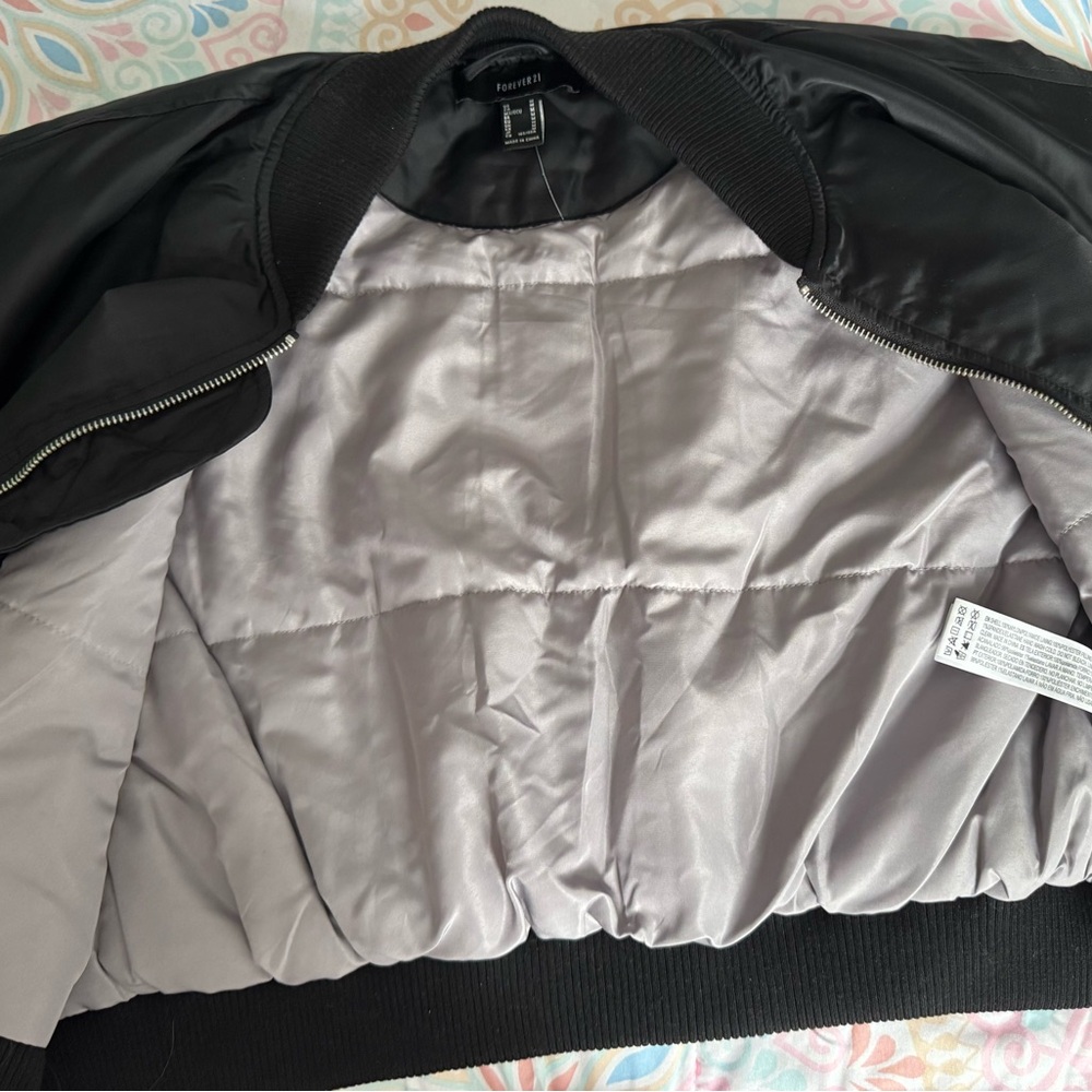 Black Bomber Jacket with Gray Lining